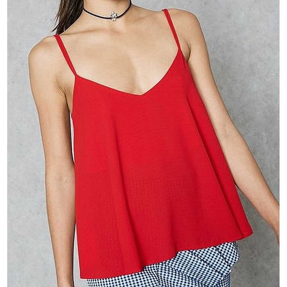 Topshop Basic Red Chiffon Cami Top - image 1